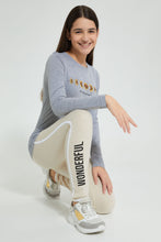 Load image into Gallery viewer, Redtag-Oatmeal-Melange-With-Rib-Waistband-Legging-Leggings-Senior-Girls-9 to 14 Years
