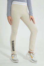 Load image into Gallery viewer, Redtag-Oatmeal-Melange-With-Rib-Waistband-Legging-Leggings-Senior-Girls-9 to 14 Years
