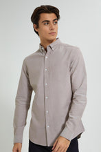 تنزيل الصورة على معرض الصور، Redtag-Beige-Button-Down-Oxford-Shirt-Casual-Shirts-Men&#39;s-
