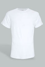 Load image into Gallery viewer, Redtag-White-Jacquard-Fabric-T-Shirt-Plain-Men&#39;s-
