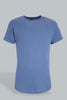 Redtag-Blue-Jacquard-Fabric-T-Shirt-Plain-Men's-