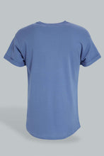 Load image into Gallery viewer, Redtag-Blue-Jacquard-Fabric-T-Shirt-Plain-Men&#39;s-
