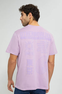 Redtag-Purple-Printed-T-Shirt-Graphic-Prints-Men's-