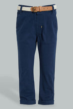 تنزيل الصورة على معرض الصور، Redtag-Navy-Breaded-Belt-Chino-Pant-Chinos-Infant-Boys-3 to 24 Months
