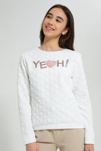 تنزيل الصورة على معرض الصور، Redtag-White-Jacquard-Sweatshirt-Sweatshirts-Senior-Girls-9 to 14 Years
