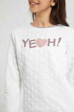 تنزيل الصورة على معرض الصور، Redtag-White-Jacquard-Sweatshirt-Sweatshirts-Senior-Girls-9 to 14 Years
