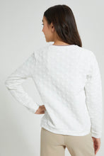 تنزيل الصورة على معرض الصور، Redtag-White-Jacquard-Sweatshirt-Sweatshirts-Senior-Girls-9 to 14 Years
