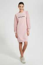 Load image into Gallery viewer, Redtag-Pink-SweaT-Shirt-Dress-With-Chiffon-Sleeve-Dresses-Senior-Girls-9 to 14 Years
