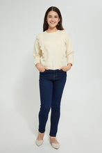 Load image into Gallery viewer, Redtag-Beige-Sweatshirt-With-Woven-Contrast-Sweatshirts-Senior-Girls-9 to 14 Years
