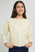 Load image into Gallery viewer, Redtag-Beige-Sweatshirt-With-Woven-Contrast-Sweatshirts-Senior-Girls-9 to 14 Years

