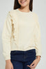 Redtag-Beige-Sweatshirt-With-Woven-Contrast-Sweatshirts-Senior-Girls-9 to 14 Years