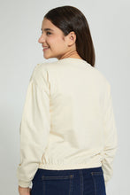 Load image into Gallery viewer, Redtag-Beige-Sweatshirt-With-Woven-Contrast-Sweatshirts-Senior-Girls-9 to 14 Years
