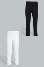 Load image into Gallery viewer, Redtag-Black/White-Capri-2-Packs-Leggings-Senior-Girls-9 to 14 Years
