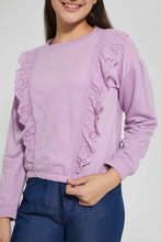 تنزيل الصورة على معرض الصور، Redtag-Purple-Chiffly-Ruffled-Sweatshirt-Sweatshirts-Senior-Girls-9 to 14 Years
