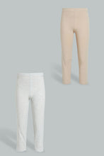 Load image into Gallery viewer, Redtag-Beige/Grey-Melange-Capri-2-Packs-Leggings-Senior-Girls-9 to 14 Years

