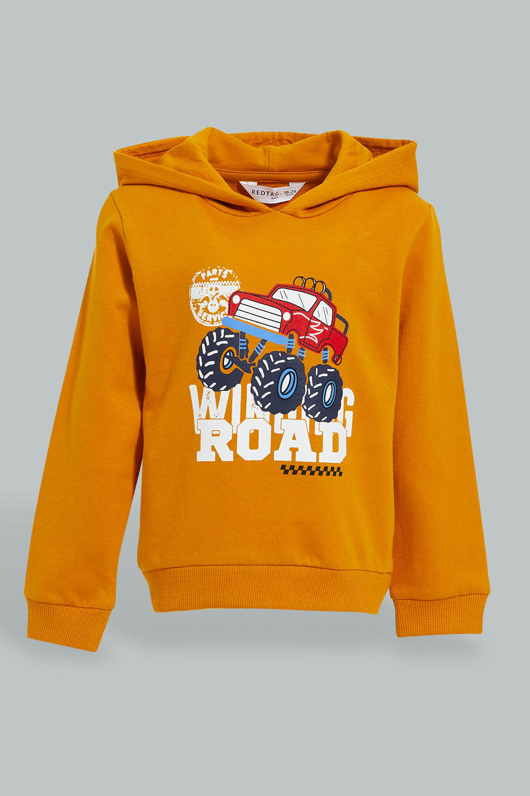 Redtag-Mustard-Truck-Hoody-Sweatshirt-Sweatshirts-Infant-Boys-3 to 24 Months