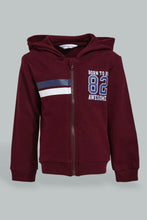Load image into Gallery viewer, Redtag-Burgundy-Hoody-Zipper-Sweatshirt-Sweatshirts-Infant-Boys-3 to 24 Months
