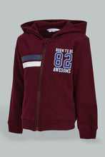 Load image into Gallery viewer, Redtag-Burgundy-Hoody-Zipper-Sweatshirt-Sweatshirts-Infant-Boys-3 to 24 Months
