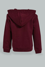 Load image into Gallery viewer, Redtag-Burgundy-Hoody-Zipper-Sweatshirt-Sweatshirts-Infant-Boys-3 to 24 Months
