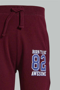 Redtag-Burgundy-Active-Track-Pant-Joggers-Infant-Boys-3 to 24 Months