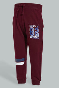 Redtag-Burgundy-Active-Track-Pant-Joggers-Infant-Boys-3 to 24 Months