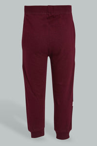 Redtag-Burgundy-Active-Track-Pant-Joggers-Infant-Boys-3 to 24 Months