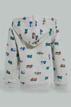 Load image into Gallery viewer, Redtag-Grey-Car-Printed-Hoody-Zipper-Sweatshirt-Sweatshirts-Infant-Boys-3 to 24 Months
