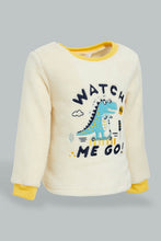 Load image into Gallery viewer, Redtag-Ecru-And-Mustard-Dino-Fluffy-2-Pack-Pj-Set-Pyjama-Sets-Infant-Boys-3 to 24 Months
