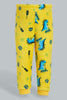 Redtag-Ecru-And-Mustard-Dino-Fluffy-2-Pack-Pj-Set-Pyjama-Sets-Infant-Boys-3 to 24 Months