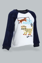Load image into Gallery viewer, Redtag-White-And-Navy-Tiger-Fluffy-2-Pack-Pj-Set-Pyjama-Sets-Infant-Boys-3 to 24 Months
