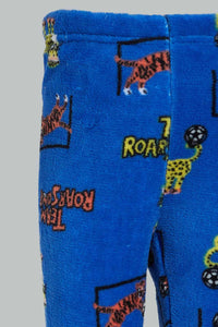 Redtag-White-And-Navy-Tiger-Fluffy-2-Pack-Pj-Set-Pyjama-Sets-Infant-Boys-3 to 24 Months