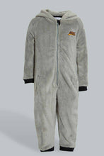Load image into Gallery viewer, Redtag-Grey-Fluffy-Hoody-Onsie-Pj-Set-Pyjama-Sets-Infant-Boys-3 to 24 Months

