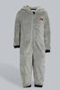 Redtag-Grey-Fluffy-Hoody-Onsie-Pj-Set-Pyjama-Sets-Infant-Boys-3 to 24 Months