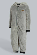 Load image into Gallery viewer, Redtag-Grey-Fluffy-Hoody-Onsie-Pj-Set-Pyjama-Sets-Infant-Boys-3 to 24 Months
