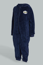 Load image into Gallery viewer, Redtag-Navy-Fluffy-Hoody-Onsie-Pj-Set-Pyjama-Sets-Infant-Boys-3 to 24 Months
