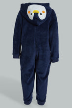 Load image into Gallery viewer, Redtag-Navy-Fluffy-Hoody-Onsie-Pj-Set-Pyjama-Sets-Infant-Boys-3 to 24 Months
