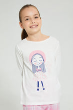 Load image into Gallery viewer, Redtag-Pink-Plaid-Flannel-Bottom-Nightsuit-Pyjama-Sets-Girls-2 to 8 Years
