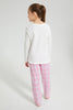 Redtag-Pink-Plaid-Flannel-Bottom-Nightsuit-Pyjama-Sets-Girls-2 to 8 Years