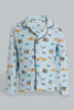 Redtag-Blue-Aop-Animal-Print-Flannel-2-Pack-Pj-Set-Pyjama-Sets-Infant-Boys-3 to 24 Months