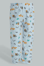 Load image into Gallery viewer, Redtag-Blue-Aop-Animal-Print-Flannel-2-Pack-Pj-Set-Pyjama-Sets-Infant-Boys-3 to 24 Months
