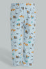 Redtag-Blue-Aop-Animal-Print-Flannel-2-Pack-Pj-Set-Pyjama-Sets-Infant-Boys-3 to 24 Months