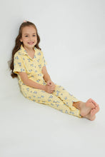 Load image into Gallery viewer, Redtag-Yellow-Bunny-Print-Woven-Nightsuit-Colour:Yellow,-Filter:Girls-(2-to-8-Yrs),-Girls-Pyjama-Sets,-New-In,-New-In-GIR,-Non-Sale,-S22B,-Section:Kidswear-Girls-2 to 8 Years
