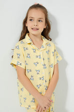 Load image into Gallery viewer, Redtag-Yellow-Bunny-Print-Woven-Nightsuit-Colour:Yellow,-Filter:Girls-(2-to-8-Yrs),-Girls-Pyjama-Sets,-New-In,-New-In-GIR,-Non-Sale,-S22B,-Section:Kidswear-Girls-2 to 8 Years
