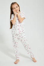 Load image into Gallery viewer, Redtag-White-Butterfly-Print-Woven-Nightsuit-Colour:White,-Filter:Girls-(2-to-8-Yrs),-Girls-Pyjama-Sets,-New-In,-New-In-GIR,-Non-Sale,-S22B,-Section:Kidswear-Girls-2 to 8 Years
