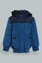 Load image into Gallery viewer, Redtag-Blue-Padded-Jacket-With-Hoody-Jackets-Infant-Boys-3 to 24 Months
