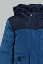 Load image into Gallery viewer, Redtag-Blue-Padded-Jacket-With-Hoody-Jackets-Infant-Boys-3 to 24 Months
