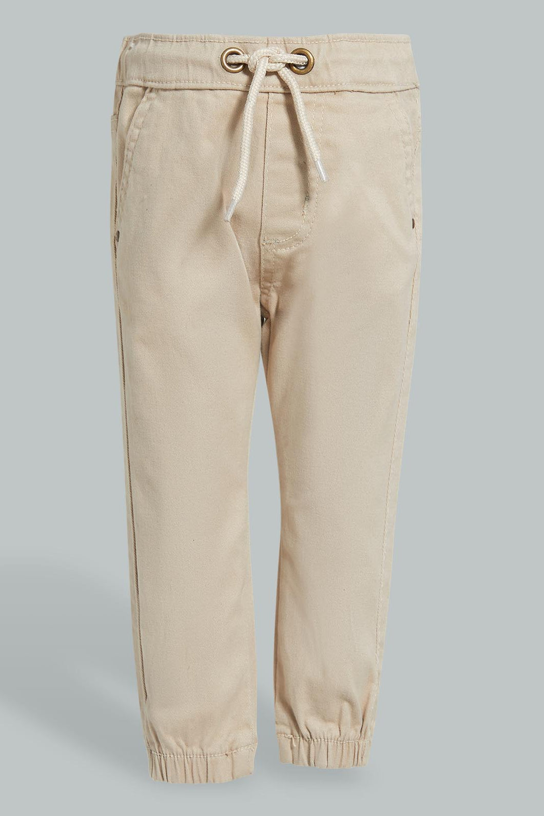 Redtag-Beige-Twill-Jogger-Chinos-Infant-Boys-3 to 24 Months