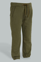 Load image into Gallery viewer, Redtag-Olive-Twill-Jogger-Trousers-Infant-Boys-3 to 24 Months
