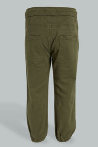 Redtag-Olive-Twill-Jogger-Trousers-Infant-Boys-3 to 24 Months