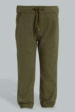 Load image into Gallery viewer, Redtag-Olive-Twill-Jogger-Trousers-Infant-Boys-3 to 24 Months
